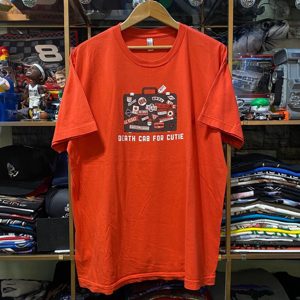 Death Cab For Cutie 2011 Concert Band T-Shirt Orange XL Suitcase Ben Gibbard Y2K